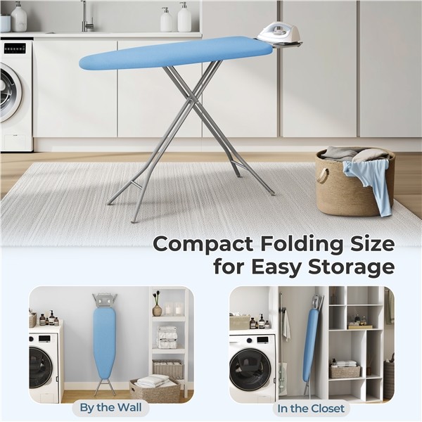 Foldable Height-adjustable Ironing Board with 4 Legs for Laundry, Living Room