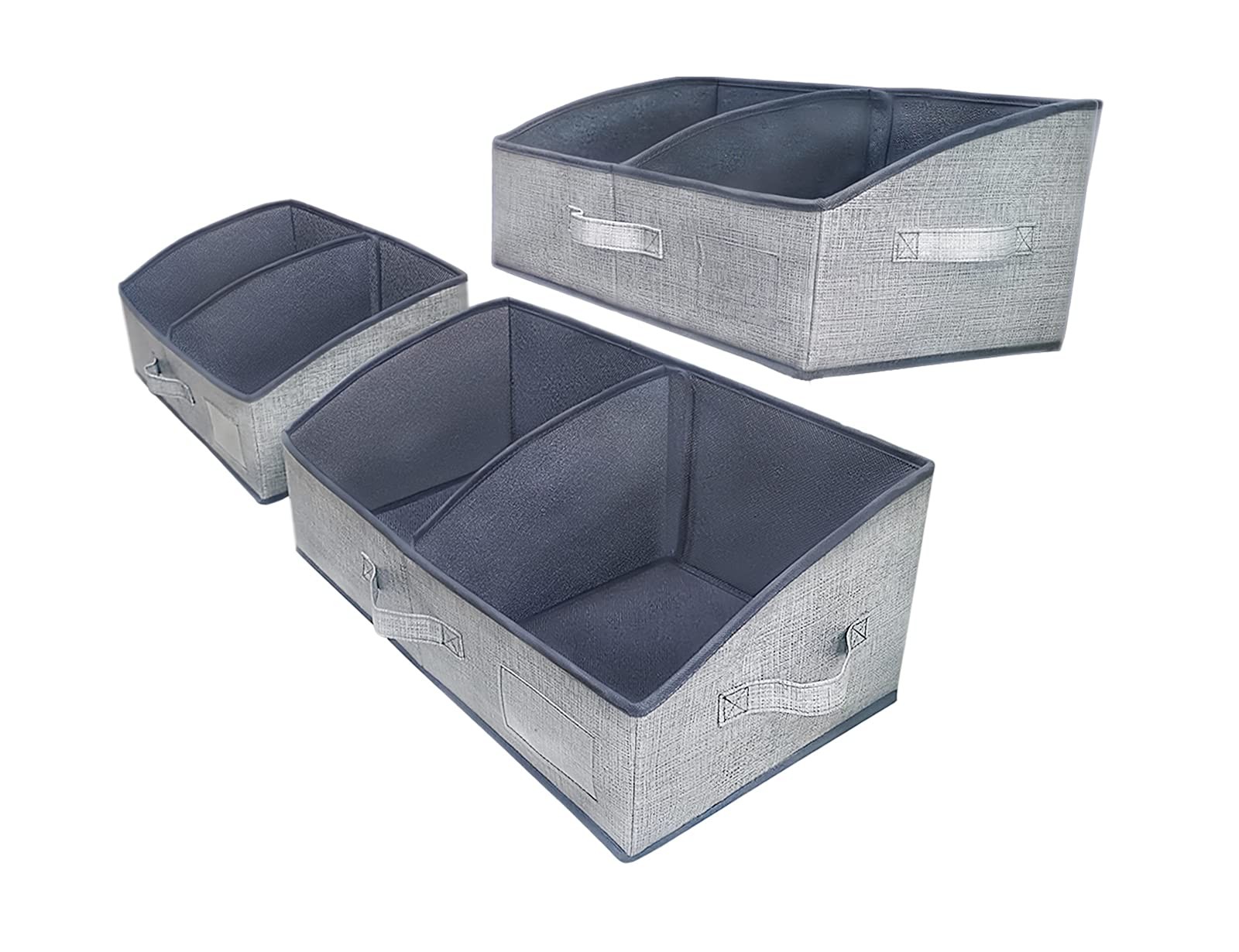 3 Pack Dark Grey Trapezoid Fabric Storage Box Baskets Organizing Clothes 20″