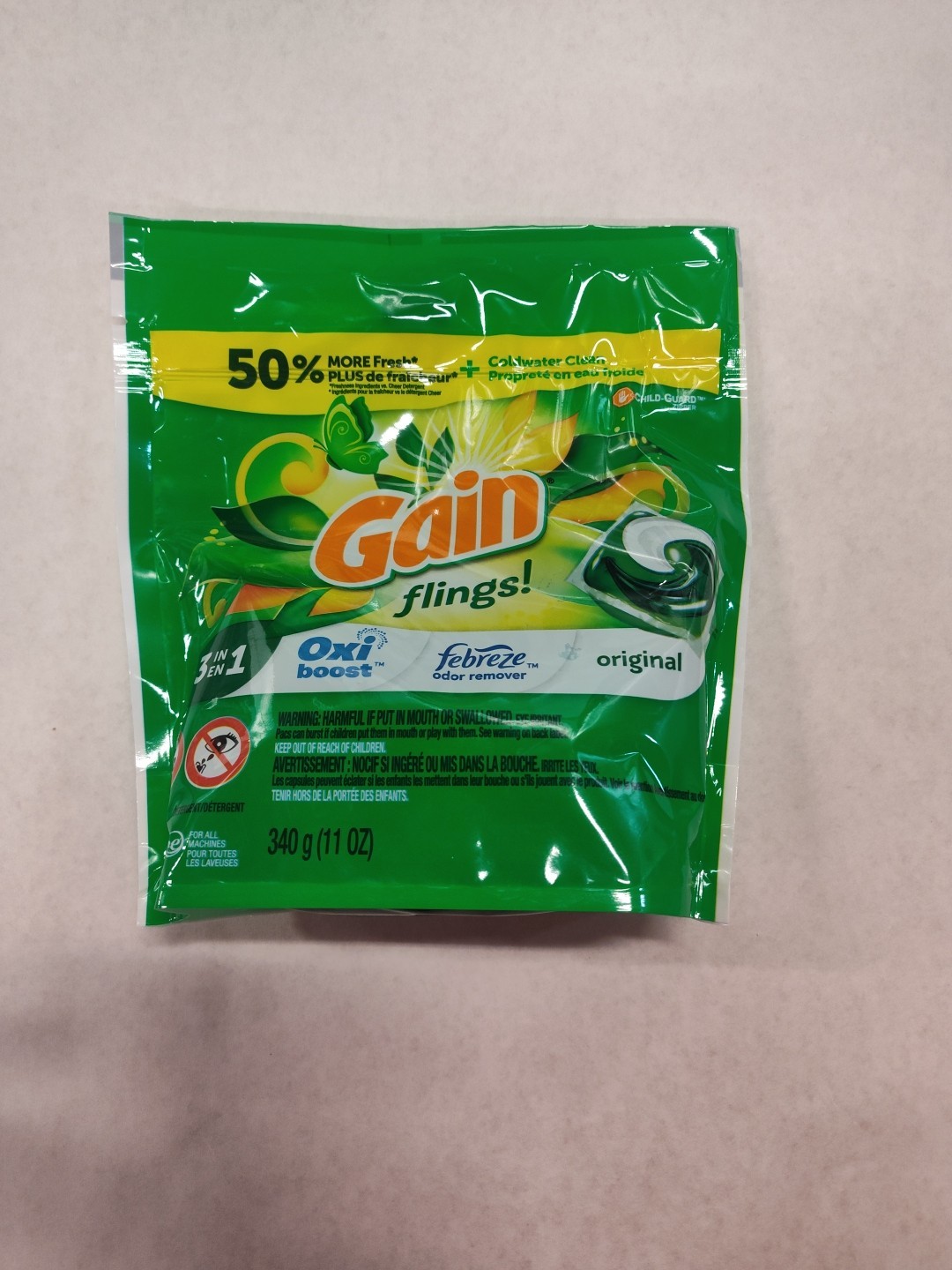 Gain Flings 3 in 1 Original Laundry Detergent Pods – 16 Packs (340g)