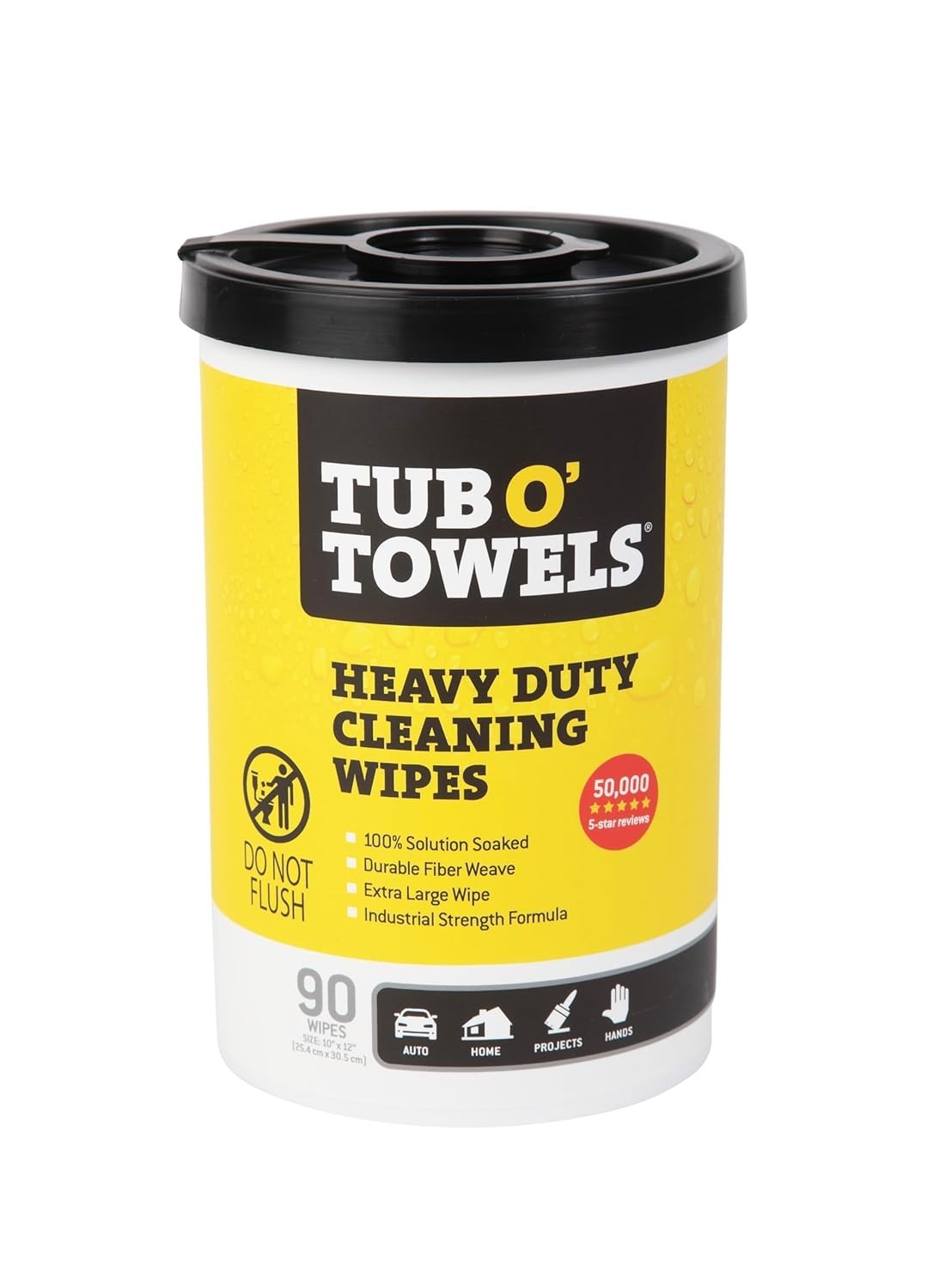 Tub O’ Towels Heavy-Duty Multi-Surface Cleaning Wipes – Extra-Large 10″ x 12″, 9