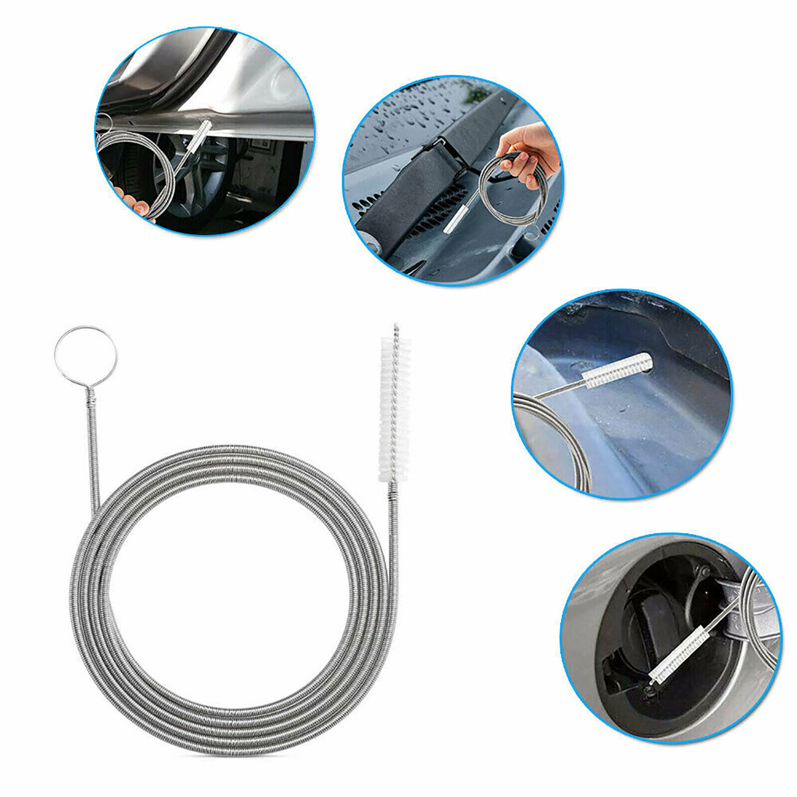 3× Flexible Car Drain Dredge Sunroof Cleaning Scrub Brush Tool Accessories 150CM