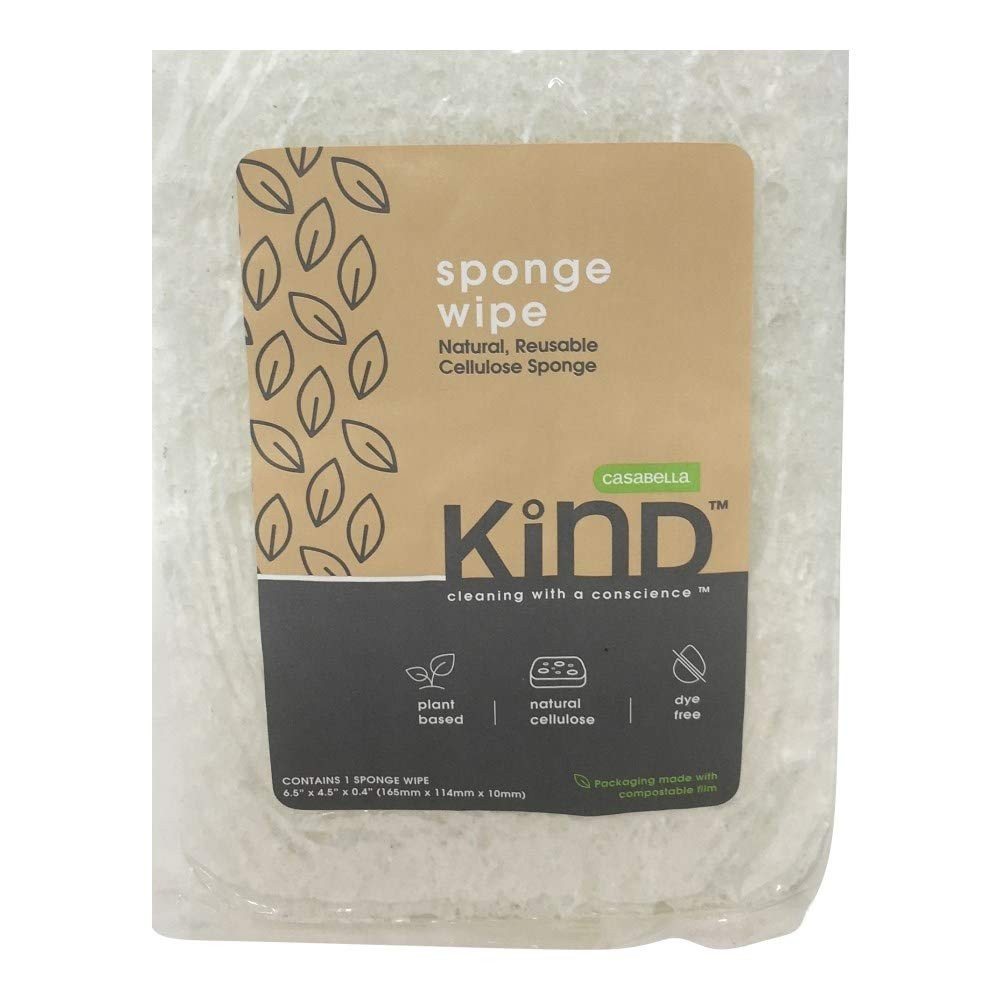 2-Pack Casabella Kind Natural Cellulose Sponge Wipe, Reusable Plant-Based Sponge