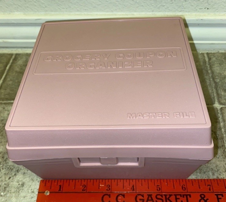 Hannah Hansen Vintage Grocery Coupon Organizer Master File Box Plastic Pink