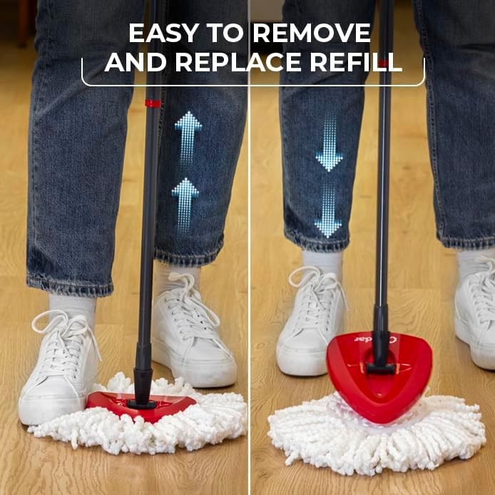 EasyWring Microfiber Spin Mop, Bucket Floor Cleaning System, Red, Gray, Standard
