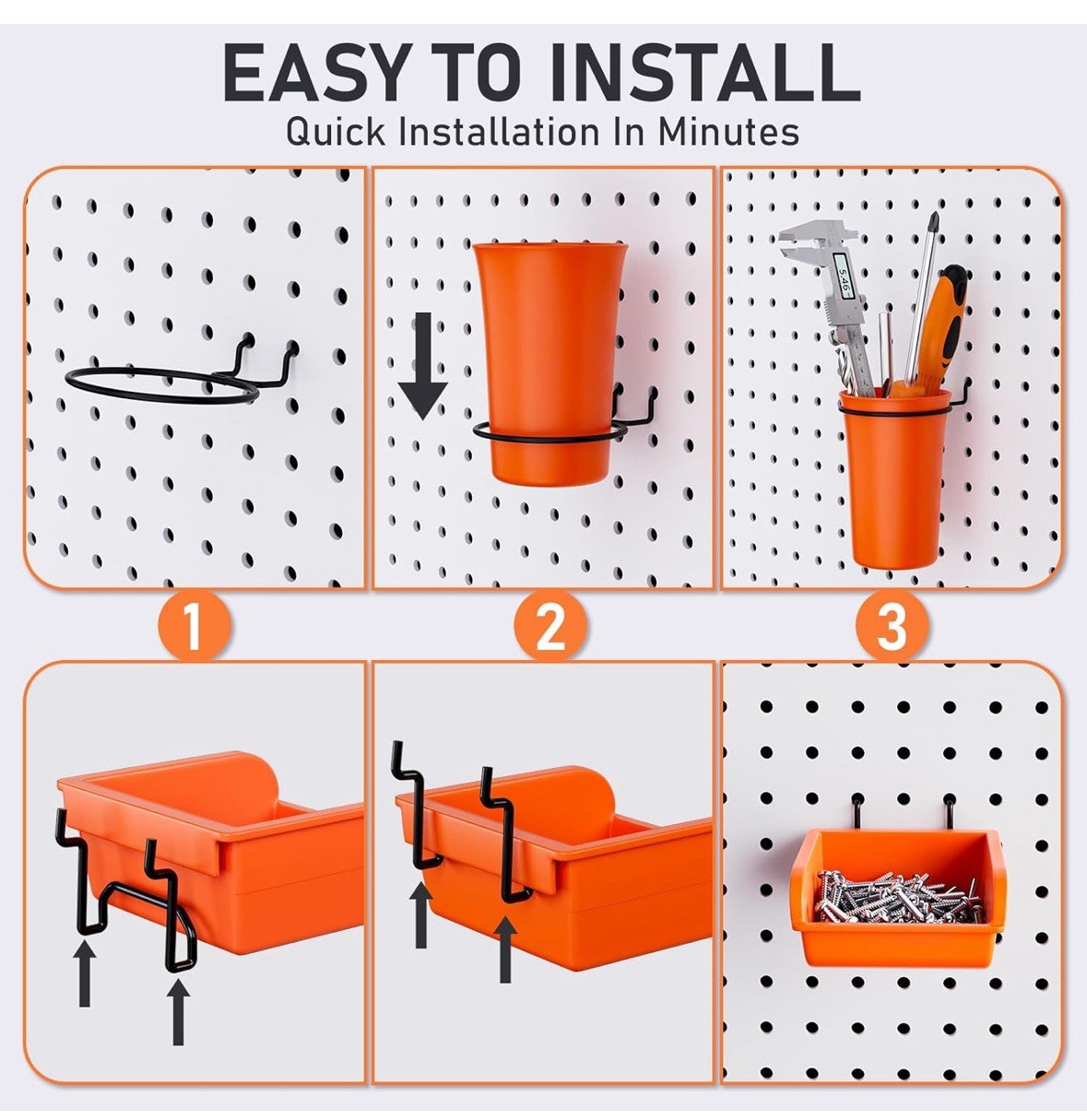 Incly 330 Pcs Upgraded Pegboard Accessories Organizer Kit, 1/8” And 1/4” Board
