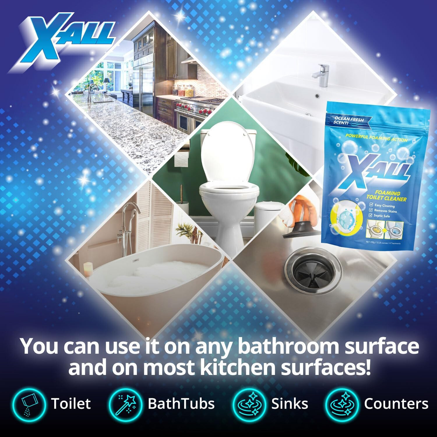 Foaming Toilet Cleaner, Self-Activating Powder for Deep Cleaning, Fights Stai…