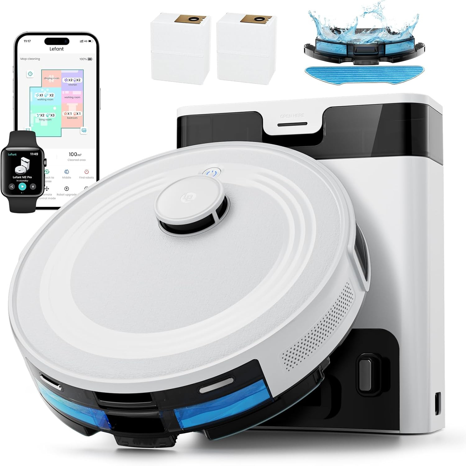 Lidar Robot Vacuum and Mop, 90-Day Self-Emptying, 190° PSD Obstacle Avoidance, C