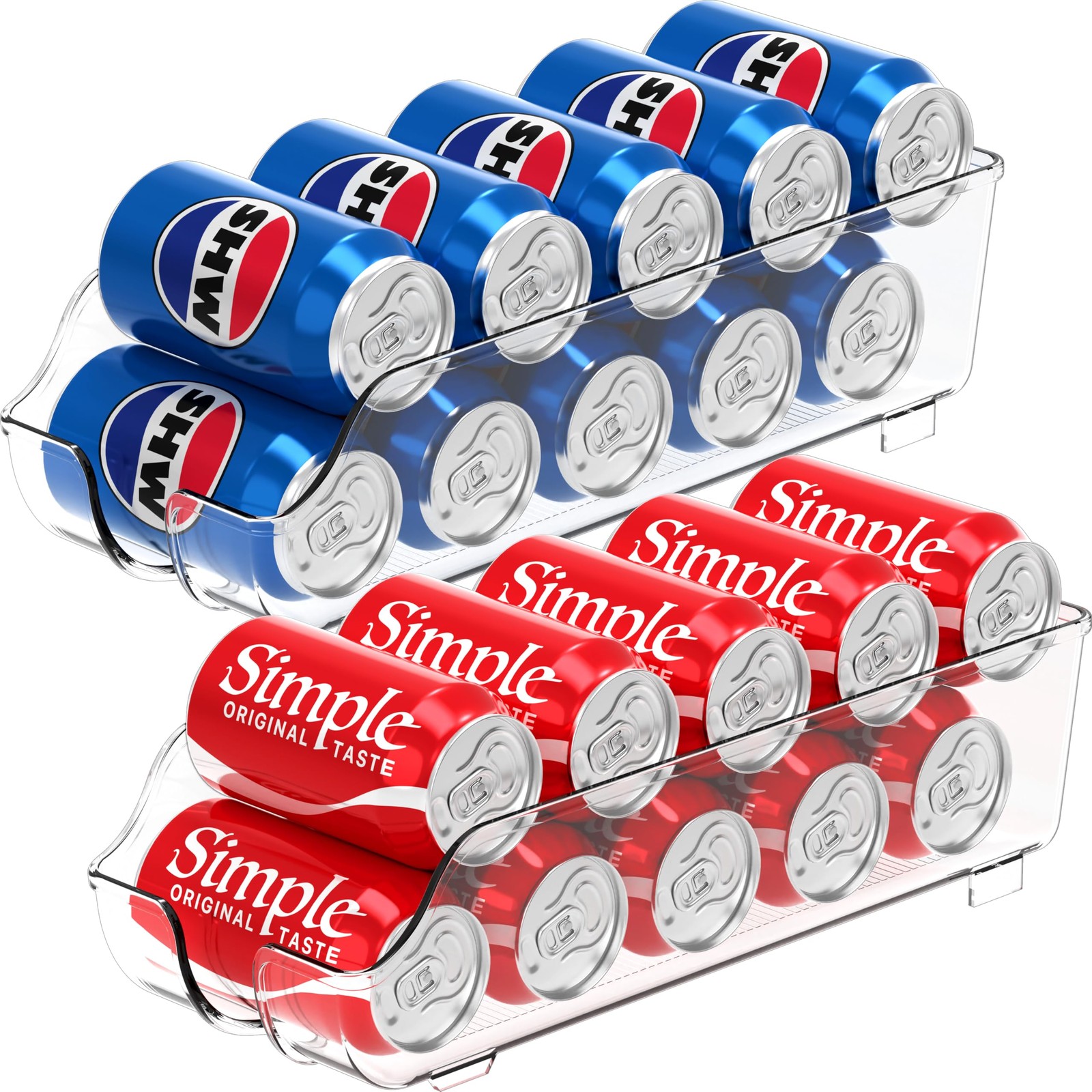 Simple Houseware Soda Can Organizer and Dispenser for 2 Pack, Transparent