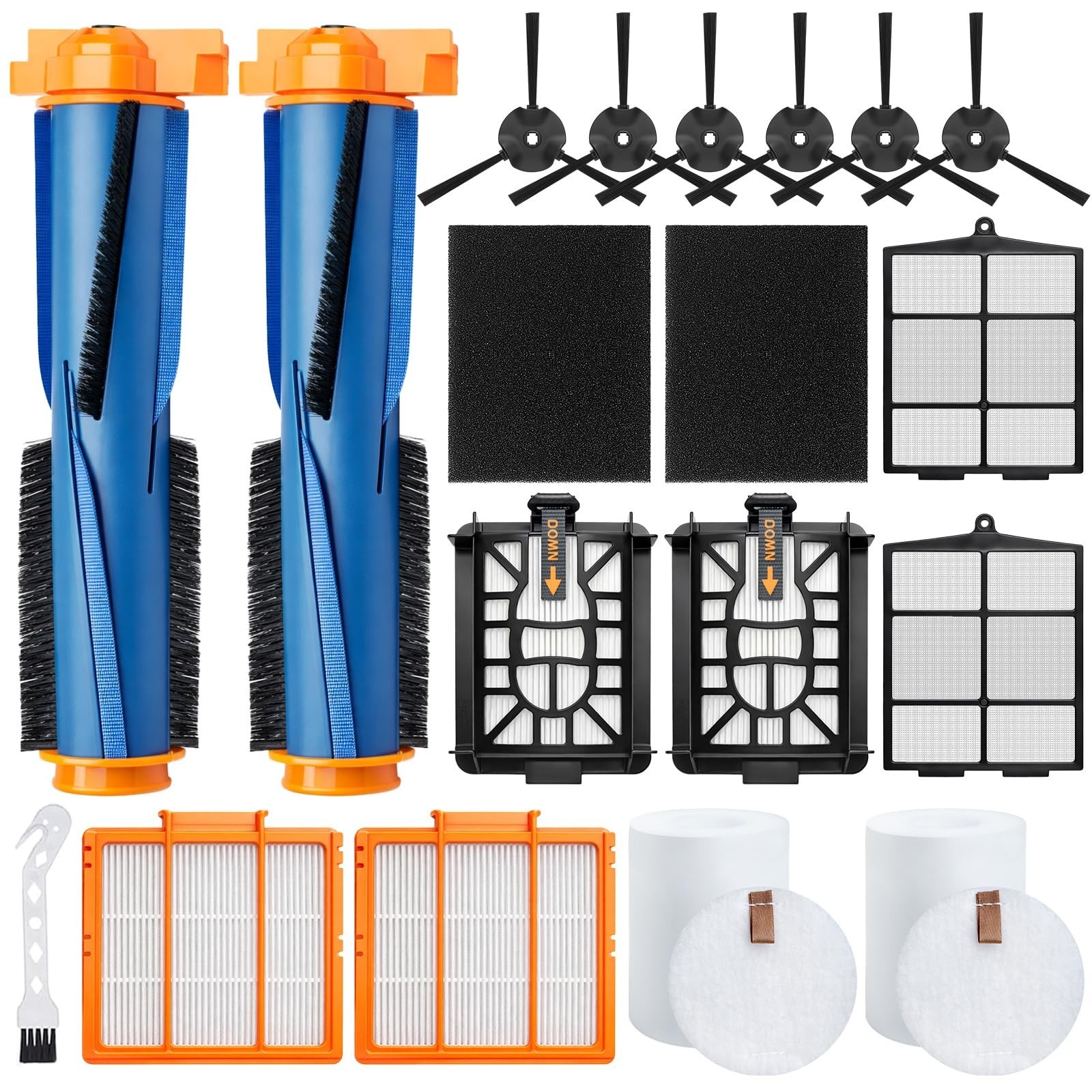 Ultra Robot Vacuum Replacement Parts – Main Brush, HEPA Filter, 6 Side Brushes &