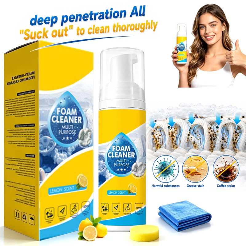 150ml Foam Cleaner, 4-in-1 Multi-Enzyme Foam Cleaners, New Foam No-Rinse Cleaner
