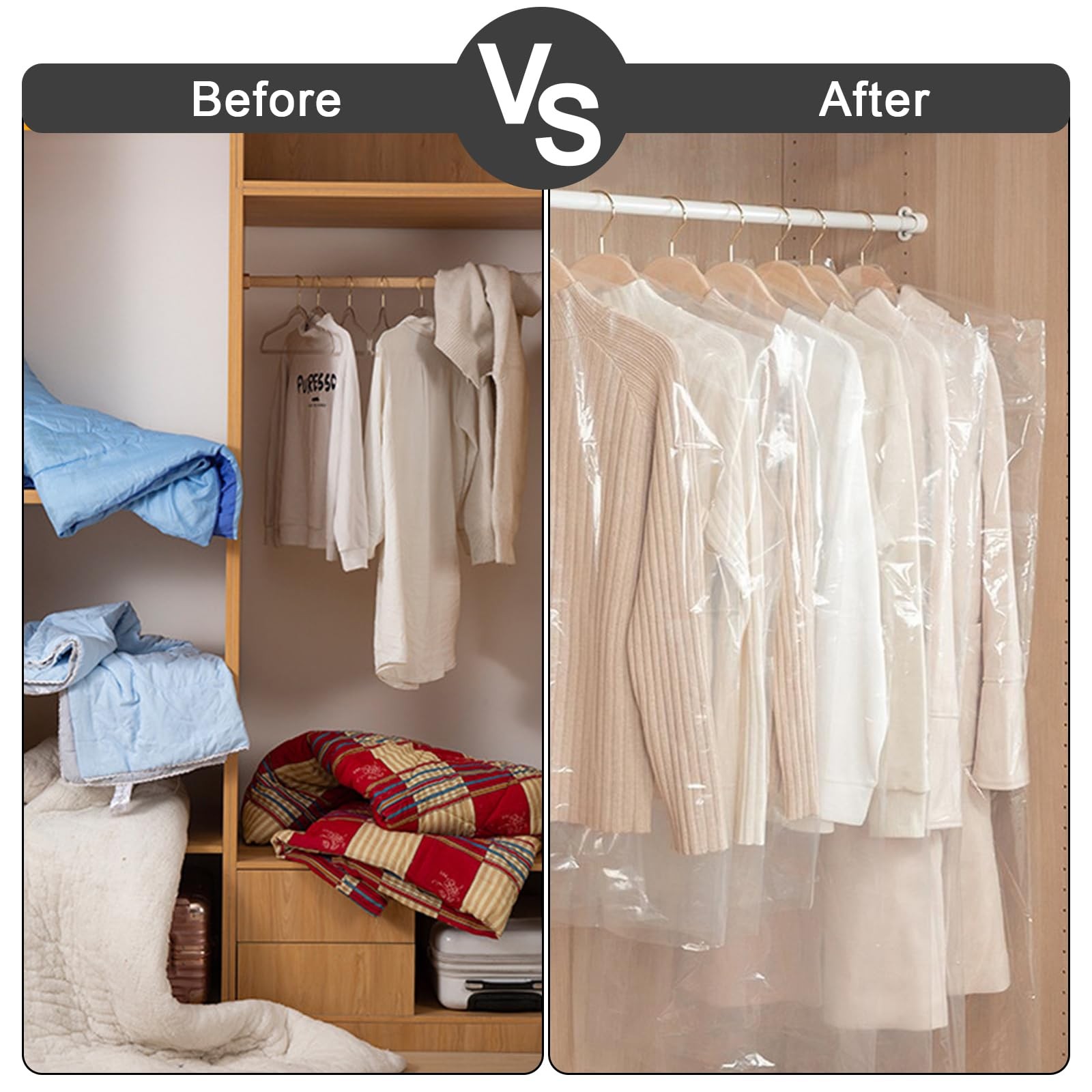 AVLA 50 Pack 71 Inch Clear Garment Bag, Extra Long Plastic Dry Cleaning