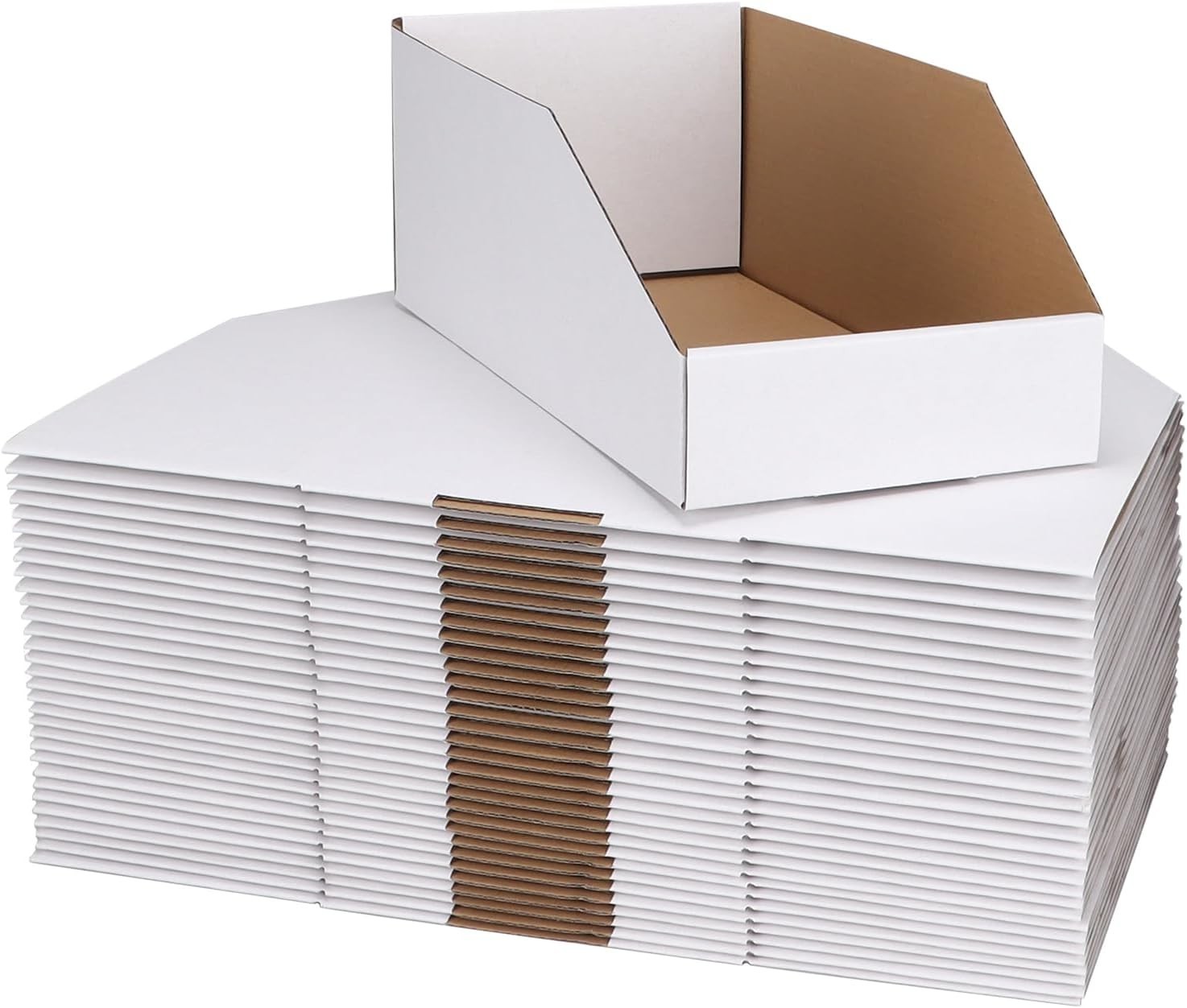 Cardboard Storage Bins Boxes 35 Packs 12x6x4.5 Inches Easy Assembly Pantry