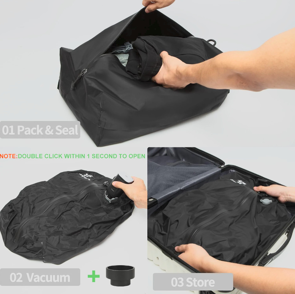 Vacuum Compression Travel Bag with Electric Air Pump Waterproof Storage Bag