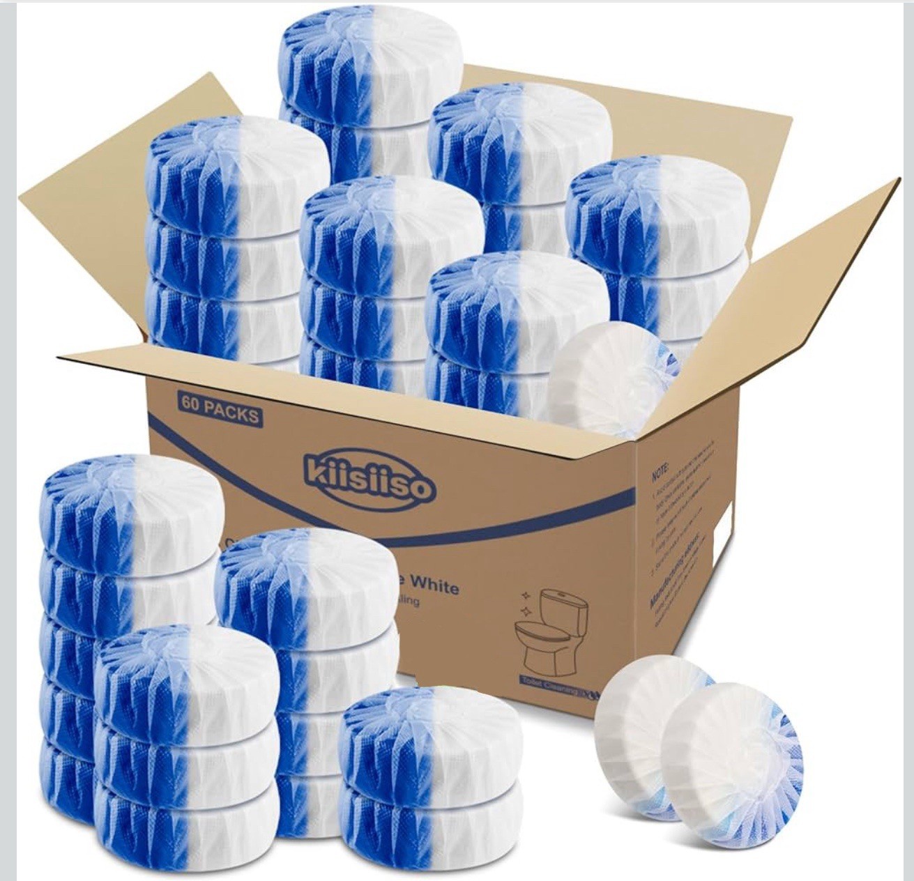 KIISIISO Ultra Clean Toilet Tablets White & Blue 60 PACK Toilet Bowl Cleaners