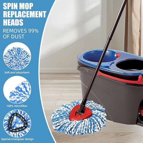 2 Pack Spin Mop Refills O-Cedar Rinse Clean 2-Tank System Replacement Heads