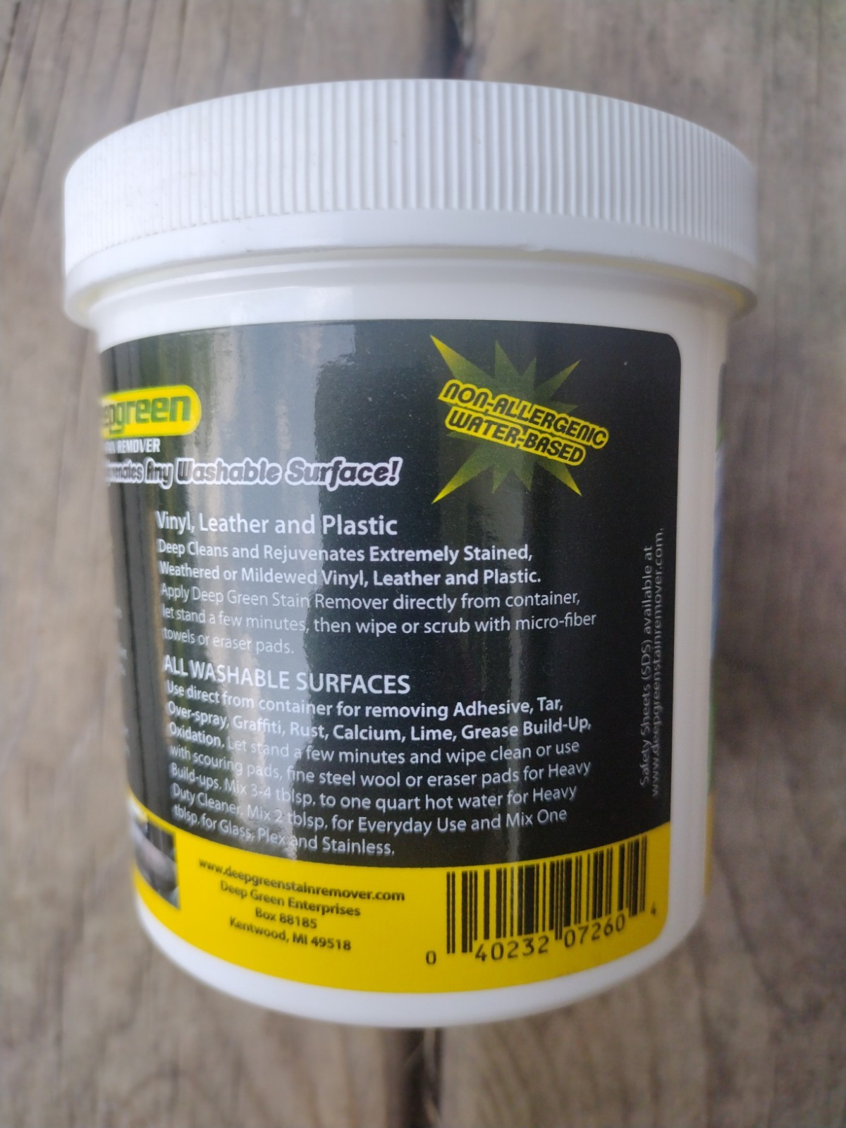 Deep Green Stain Remover Non Toxic No Odors No Dyes Safe For Kids & Pets 16oz