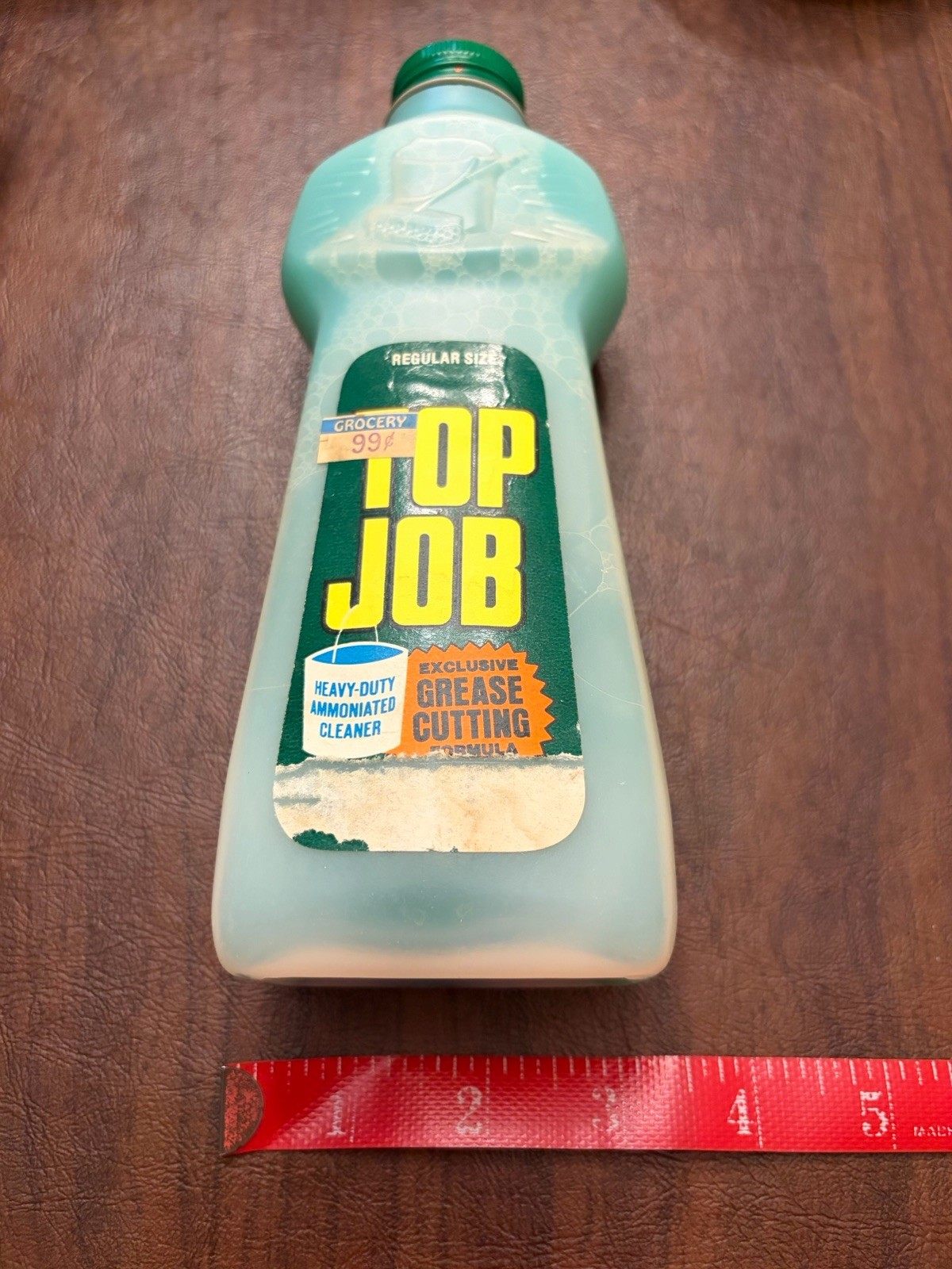 Vintage Top Job Heavy Duty Cleaner Regular Size Bottle Retro 1970s Prop 15 fl oz