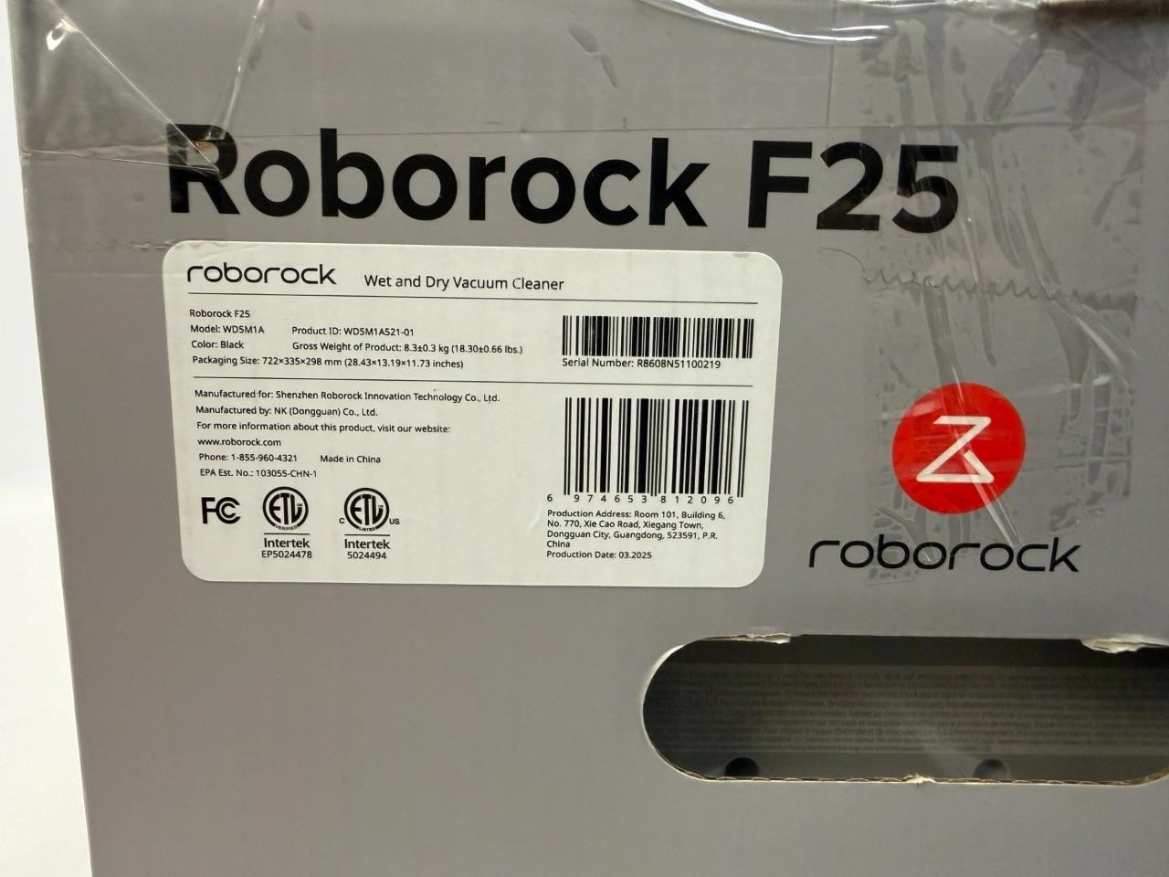 Roborock F25 Cordless Wet/Dry Vacuum Cleaner Brand New / Open Box Self‑Cleaning