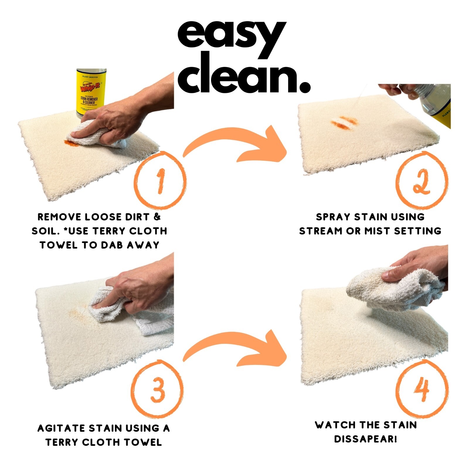 Whip-It All Purpose Cleaner & Stain Remover Concentrate, 32 OZ , BULK LOT OF 2