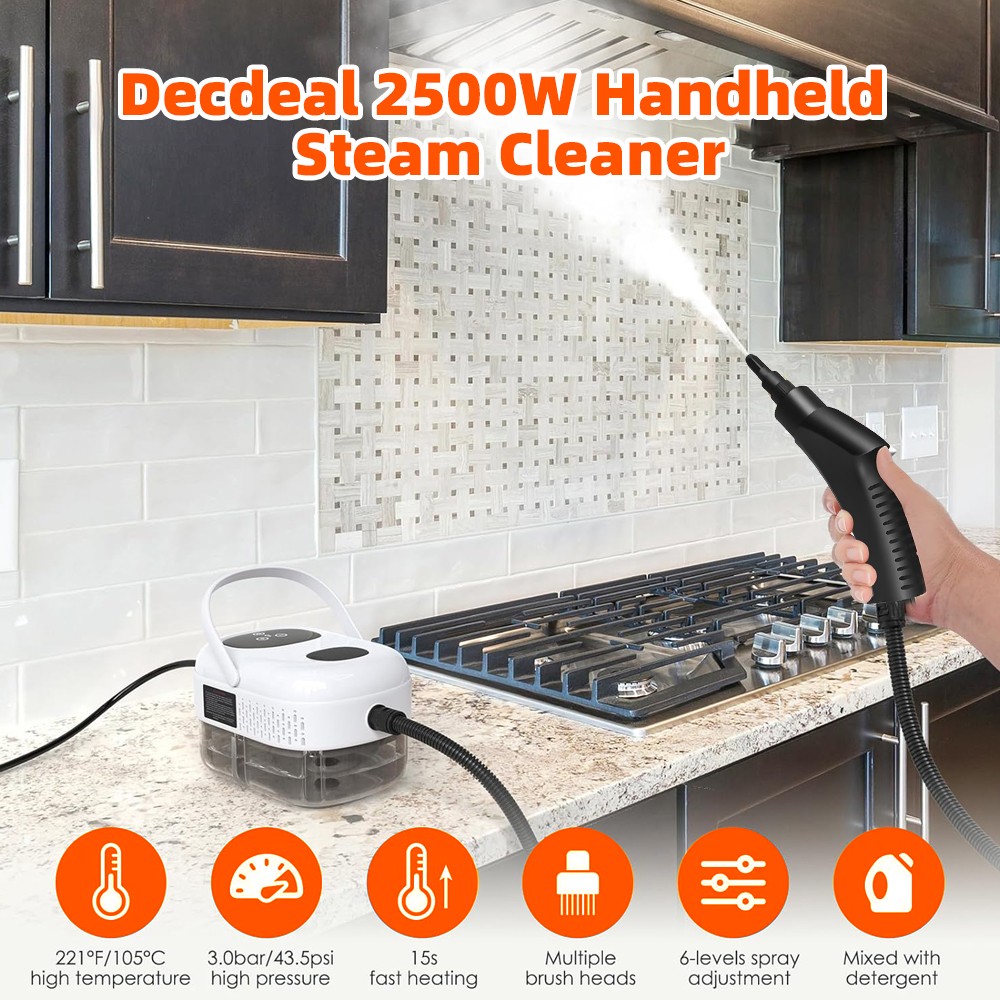 Fast Heating Handheld Steam Cleaner – 15-in-1 High Pressure for Home & Car