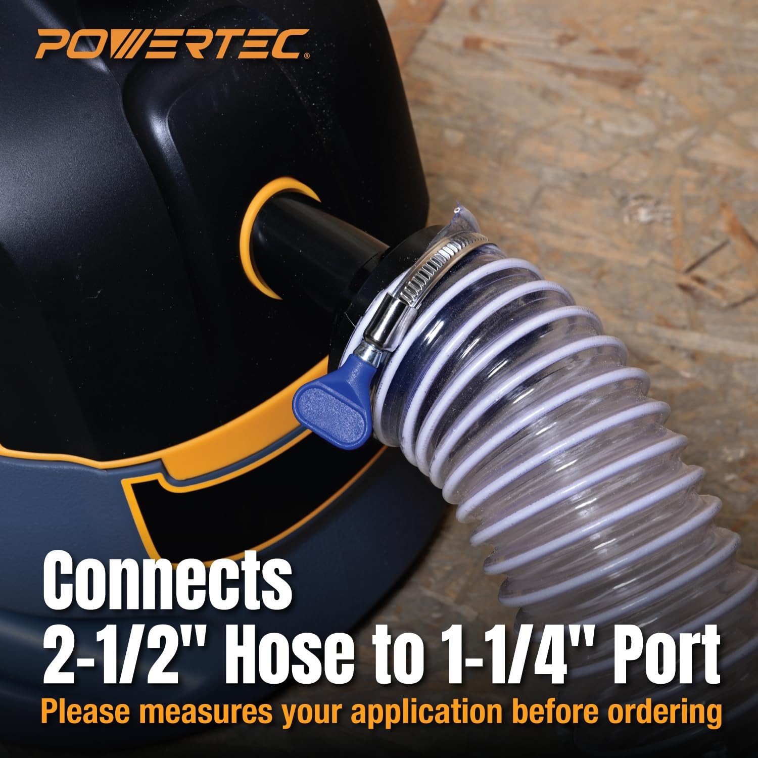 POWERTEC 70140 2-1/2” to 1-1/4” Hose Reducer – Conversion Unit for Dust Colle…