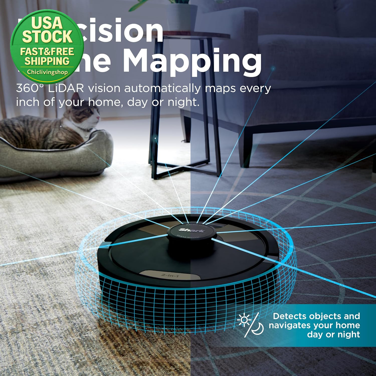 Shark Matrix plus 2-In-1 Robot Vacuum Mop AV2610WA Self-Emptying Pet Hair Black