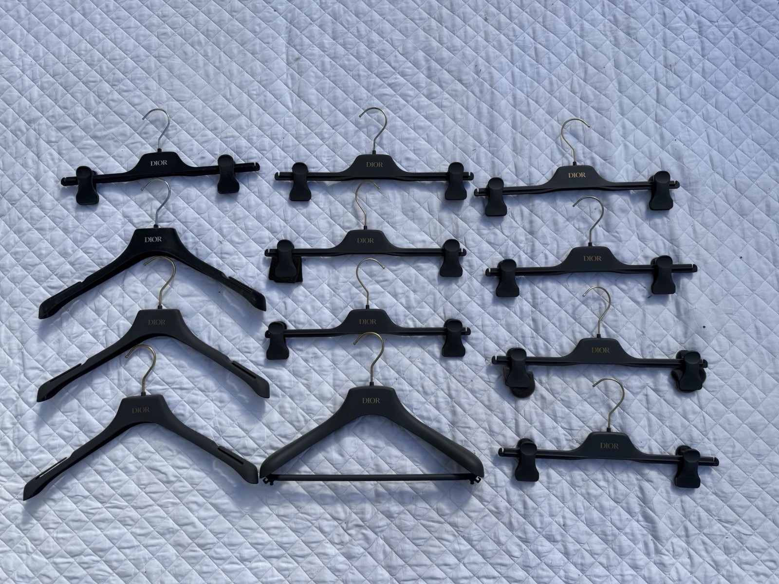 Lot Set Of 12x Dior Gray Hangers Langaplast Made In Italy 3 Different Styles
