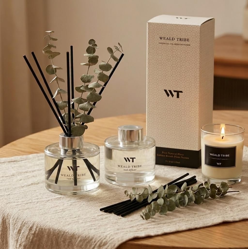 Wild Eucalyptus Mint Flower Reed Diffuser Set for Home Decor & Gifts