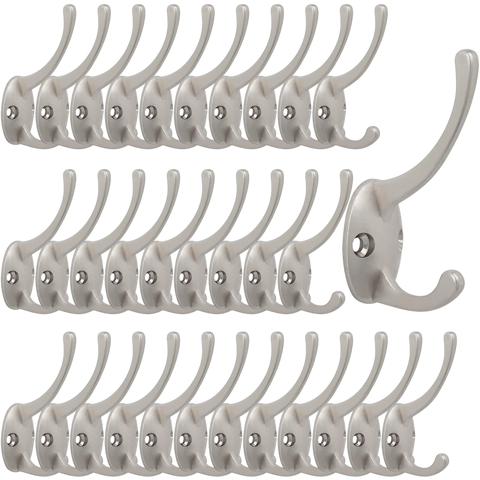 32 Pack Wall Mounted Double Coat Hooks – Retro Utility Hooks for Coats, Bags, To