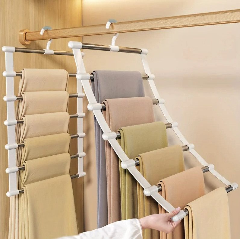 1pc Multi Layer Pants Hanger Rack Space Saving Closet Organizer – NEW