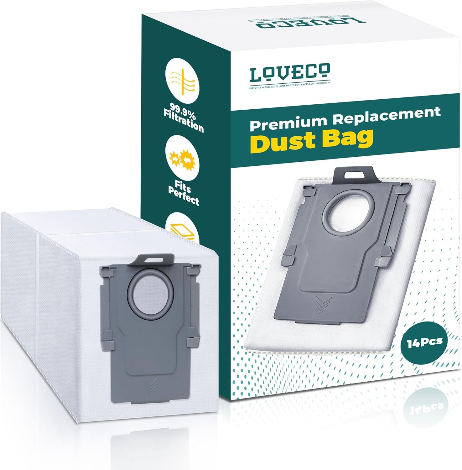 14 Pack Dust Bag Replacement Compatible for Roborock S8 MaxV Ultra Q Revo Qrevo