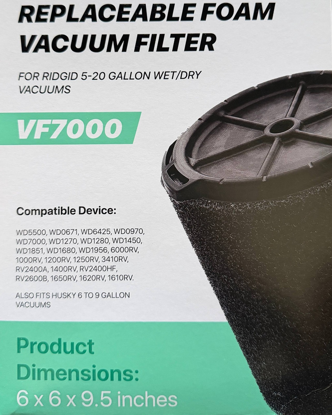 2 Pack VF7000 Replaceable Foam Filter For Ridgid Wet Dry Vacuums 5-20 Gallon