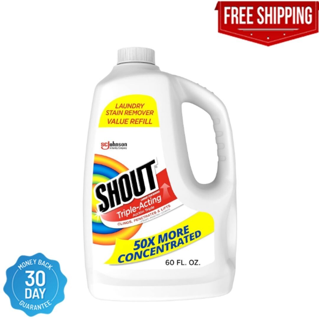 Shout Active Enzyme Laundry Stain Remover Spray, Triple-Acting, Penetrates 60oz