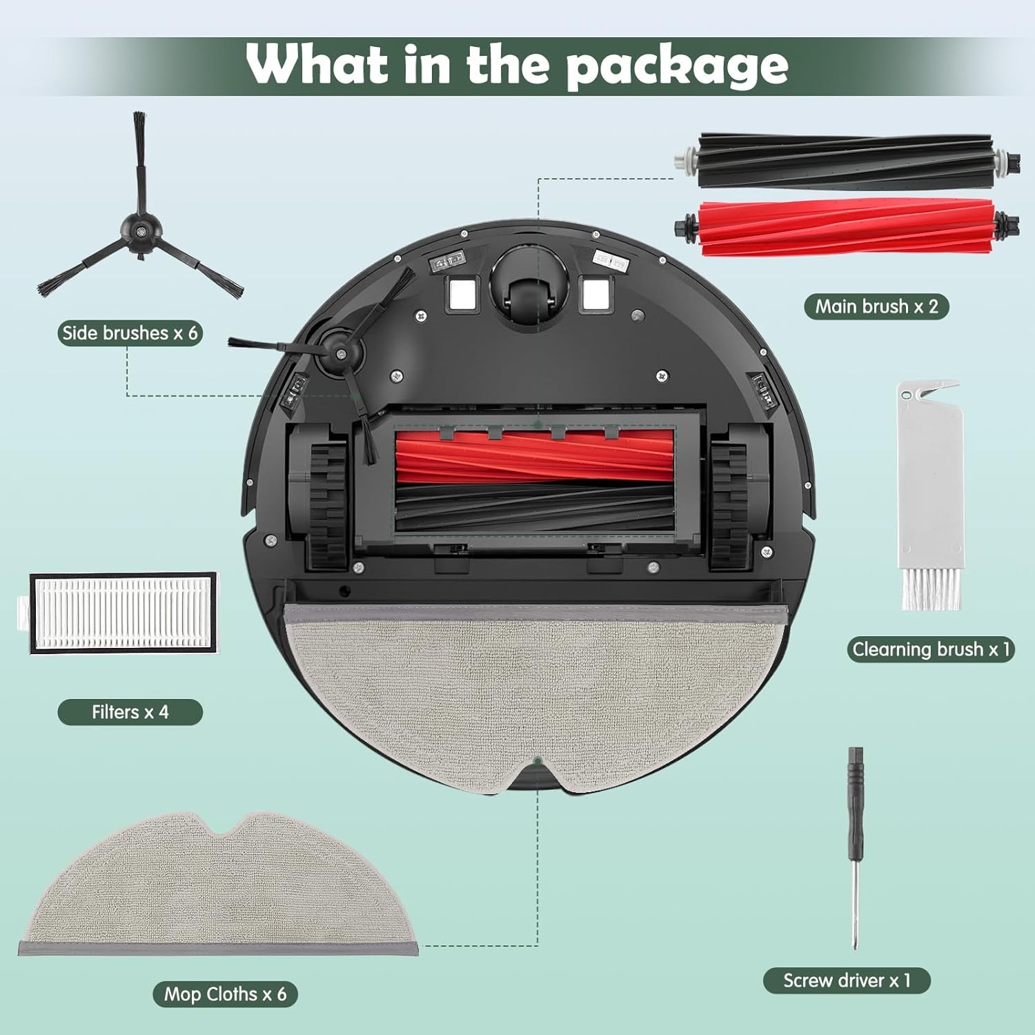 20PCS Accessories Kit Replacement Compatible with Roborock Q5 Pro / Black