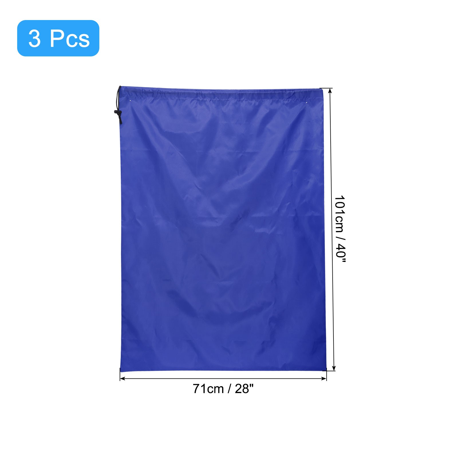 3pcs Laundry Bag Extra Large Heavy Duty Drawstring Bag 28 Inch x 40 Inch Blue