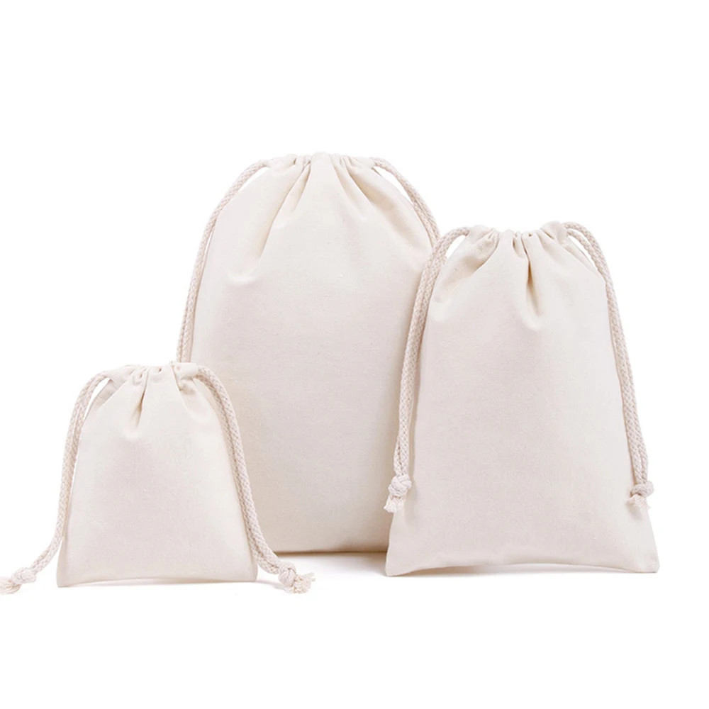 Drawstring Bag Cotton Storage Organizer Tote Portable Handbags Grocery Shopping
