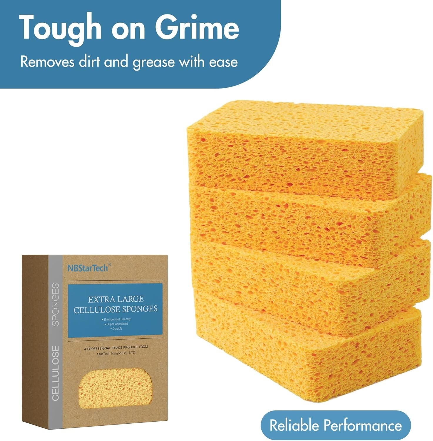 4 PCS X Extra Thick and Large Cellulose Sponges, Kitchen Sponges, Commercial
