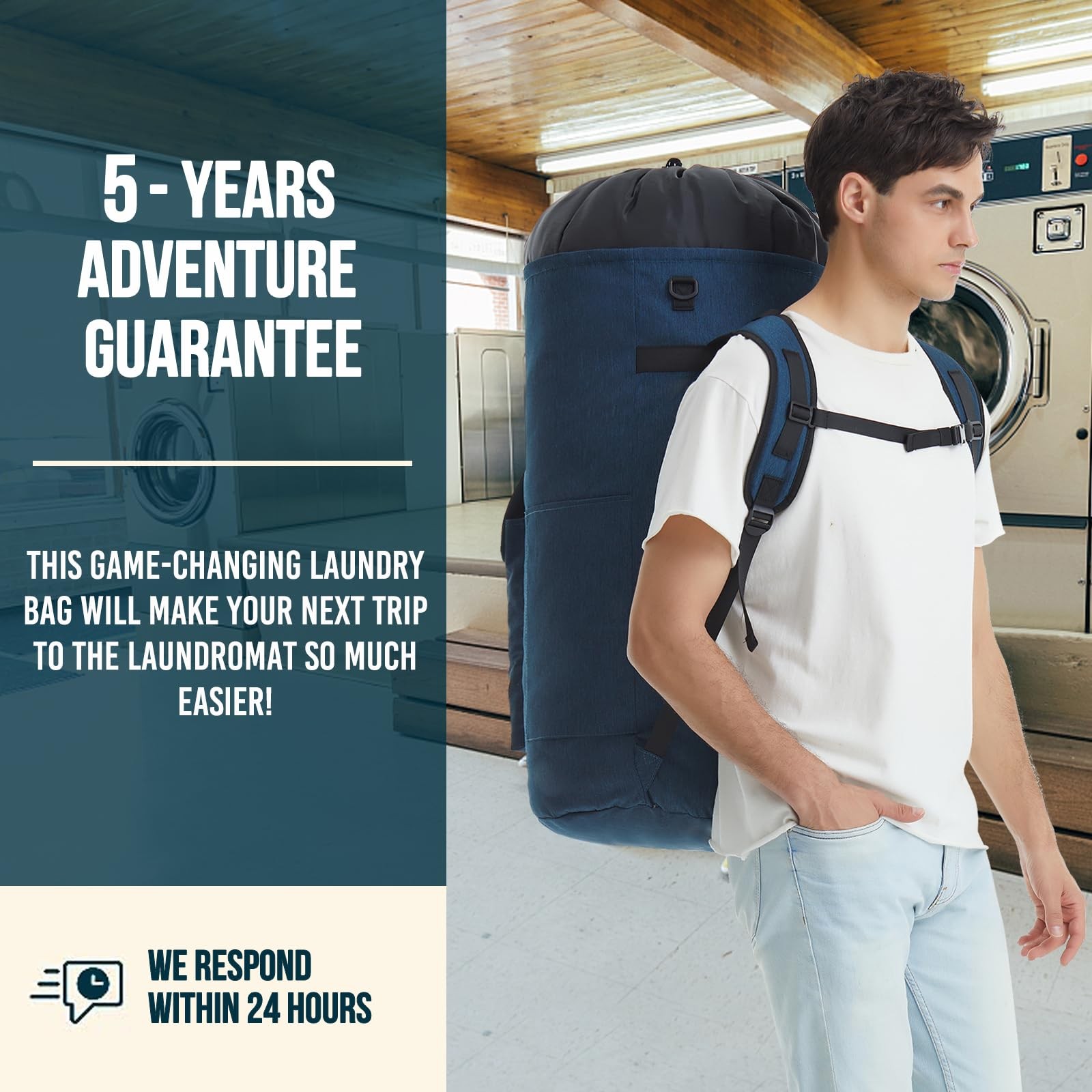 Heavy Duty 115L Laundry Backpack Bag w/ Straps for Dorm Room