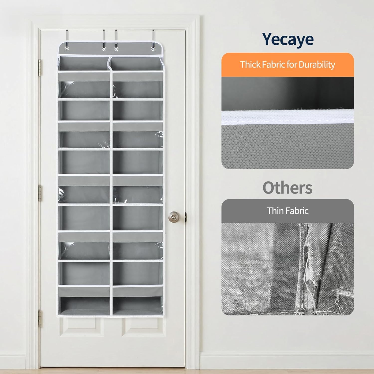 over the Door Organizer, 5 Tier Extra Large behind Door Storage of 10 Compartmen