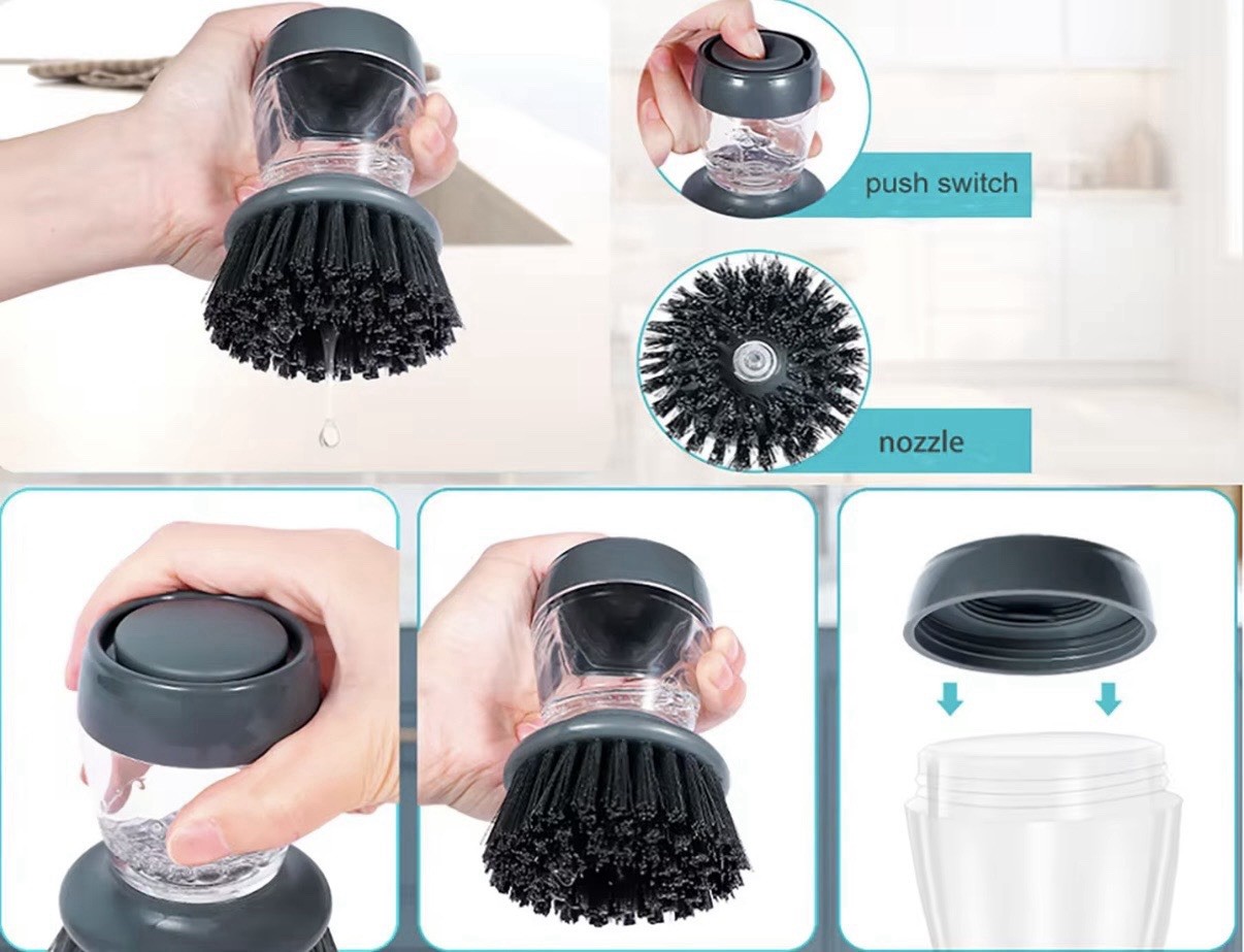 Soap Palm Brush Storage Set, 1 Piece Kitchen Brush with Bracket for Cleaning Pot