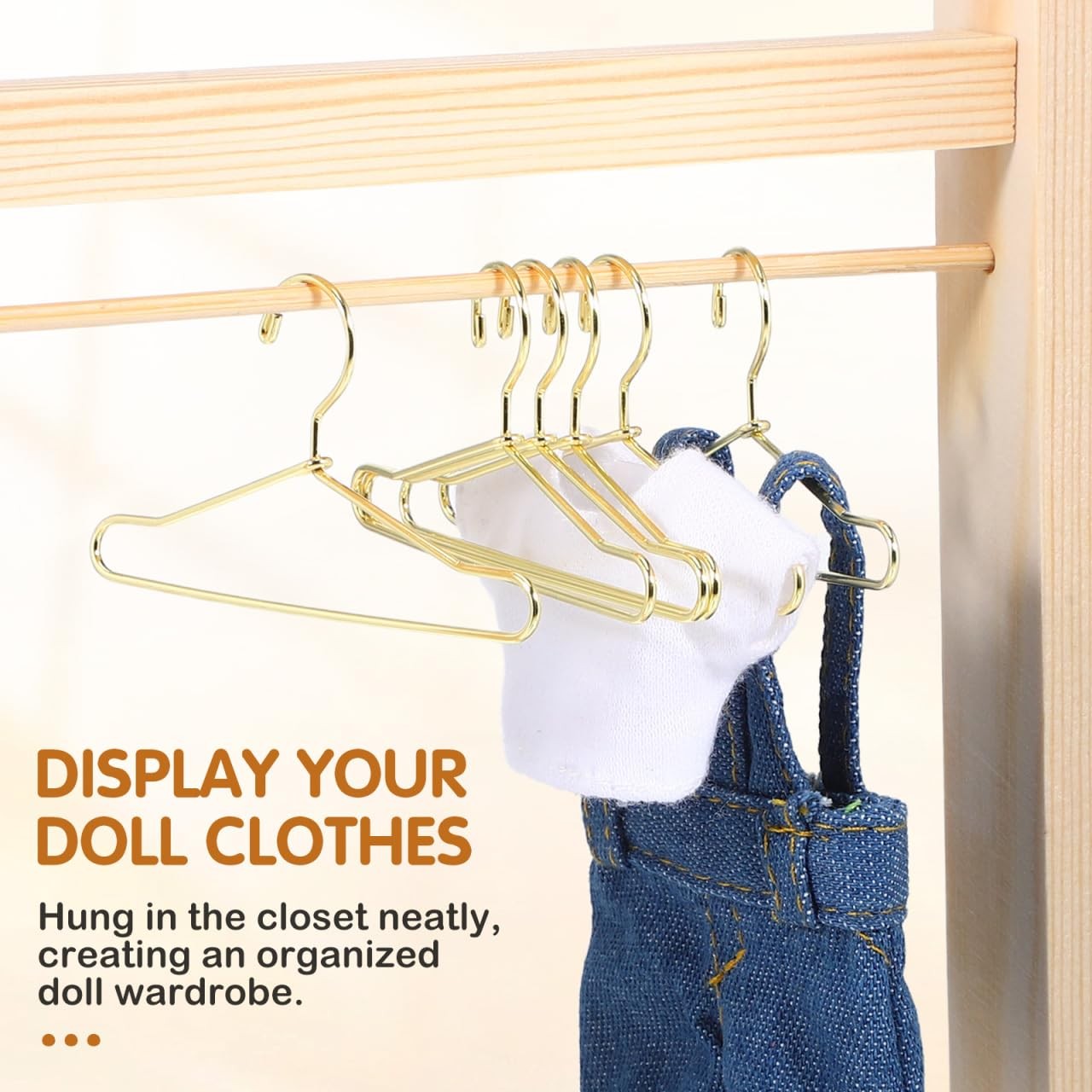 Mini Doll Clothes Hangers: Golden Metal 10Pcs 6.5cm for Miniature Organizing …