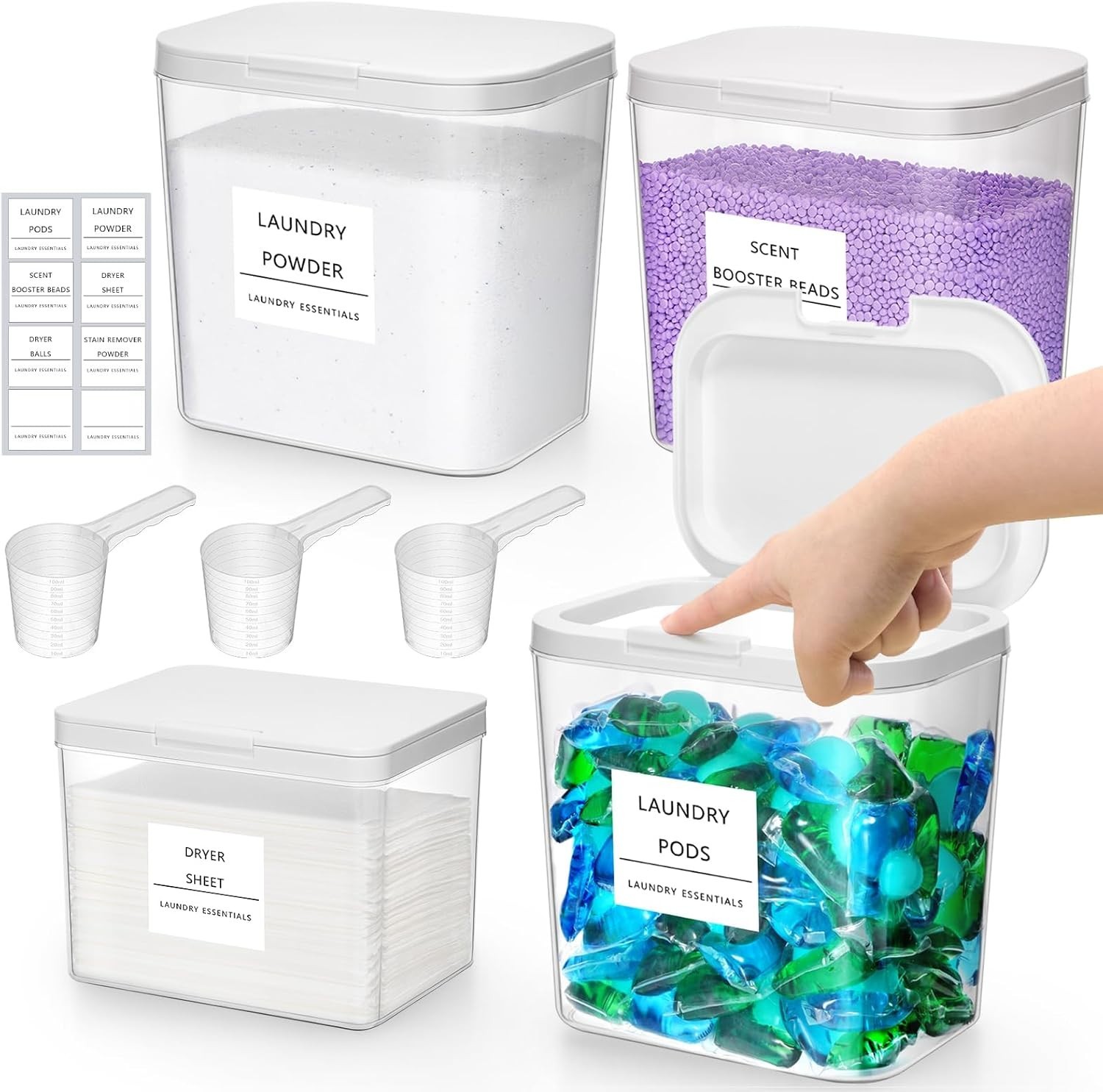 PET Material Laundry Pods Container & Dryer Sheet Holder