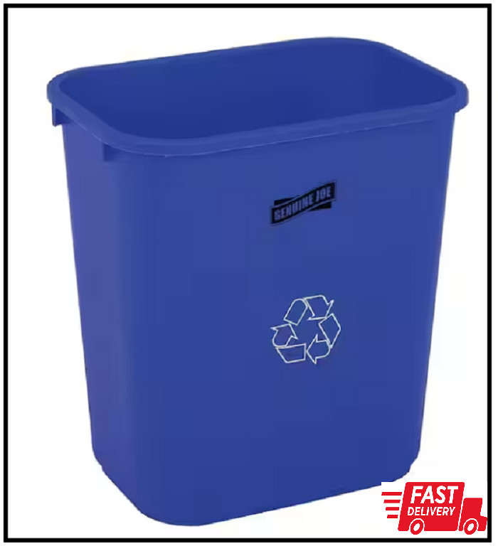 Indoor Recycling Bin 28 Qt. Plastic Blue Wastebasket Trash Can Home Office Room