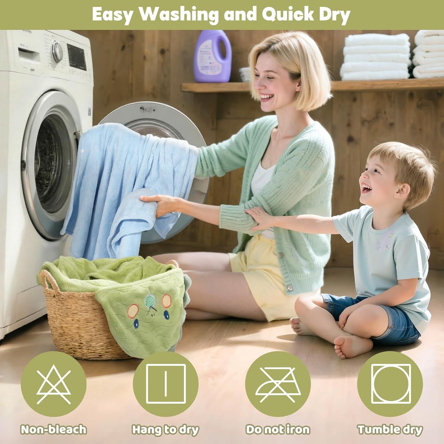 6 PCS Toddler Towels Set for Boy Girl 0-5 Year, 2 PCS Absorbent Hooded Baby Bath