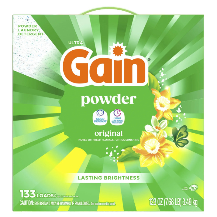 2 Box Gain Powder Laundry Detergent, Original Scent, 123 oz, 133 Loads Box