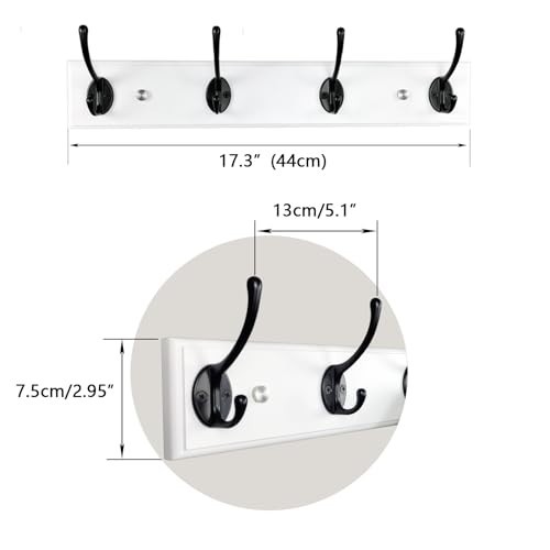 “17.5” Heavy Duty Wood Coat Rack Wall Mount with 4 Hooks – Modern Entryway Orga