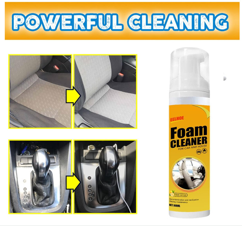 2Pcs Multipurpose Foam Cleaner Spray 100ml, Foam Cleaner for car and House Lemon