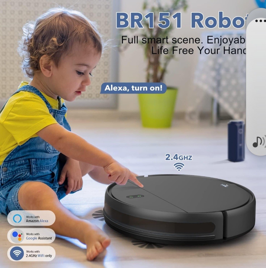 BR151 Robot Vacuum 2-in-1 Vacuum & Mop, Alexa & Google Assistant, Wi-Fi, Remote