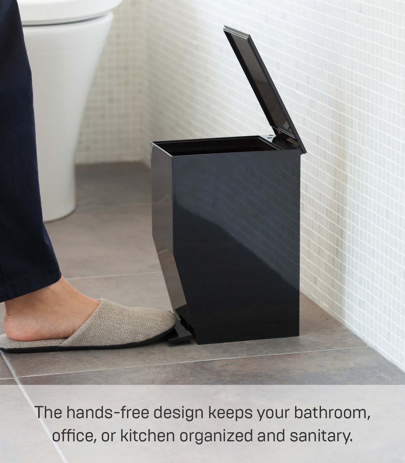 Yamazaki Home TOWER Step Trash Can – Small Space Waste Bin for Bathroom Kitchen