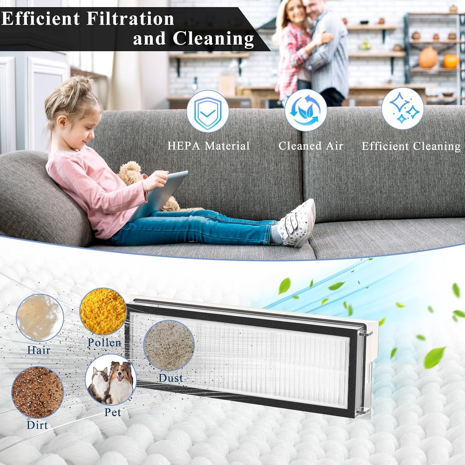 Replacement HEPA Filter Compatible with Roborock Qrevo S/Qrevo Curve/Qrevo Pro/Q